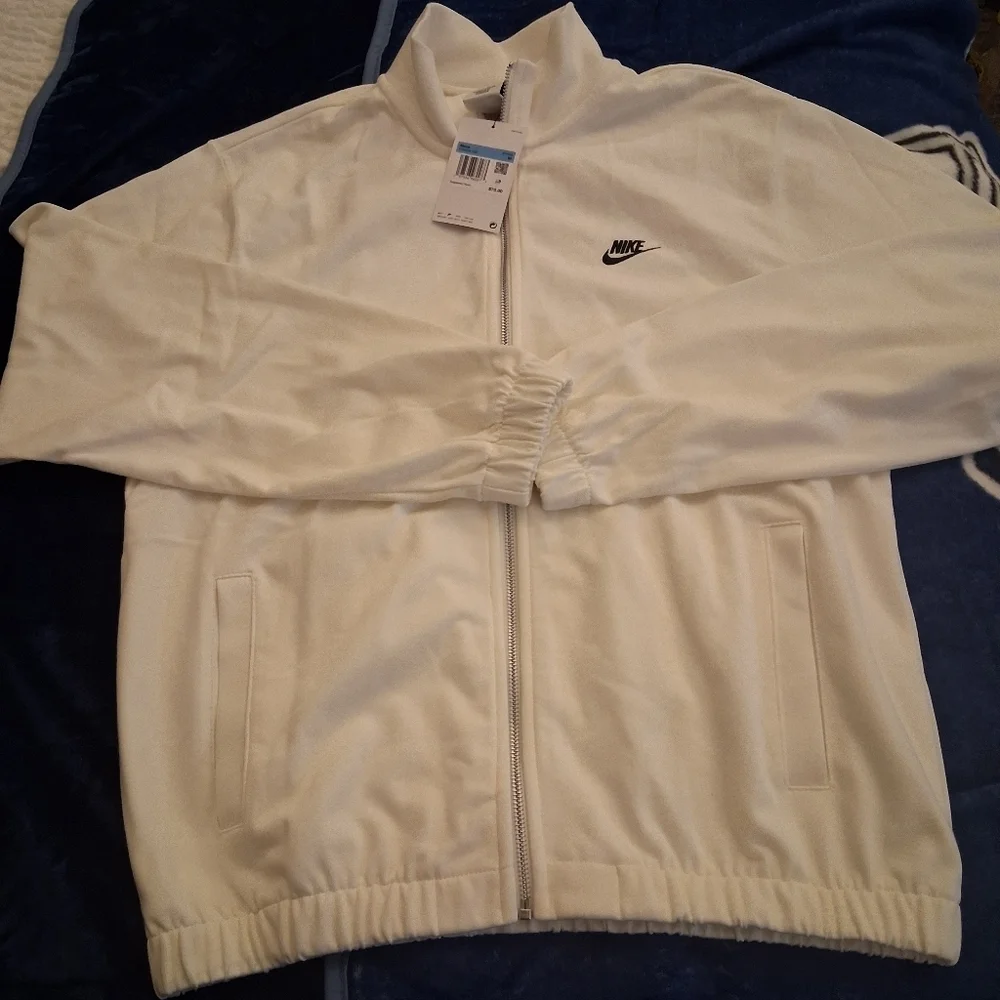 Nike Club Knit Full Zip Off White jacket Size Med NWT